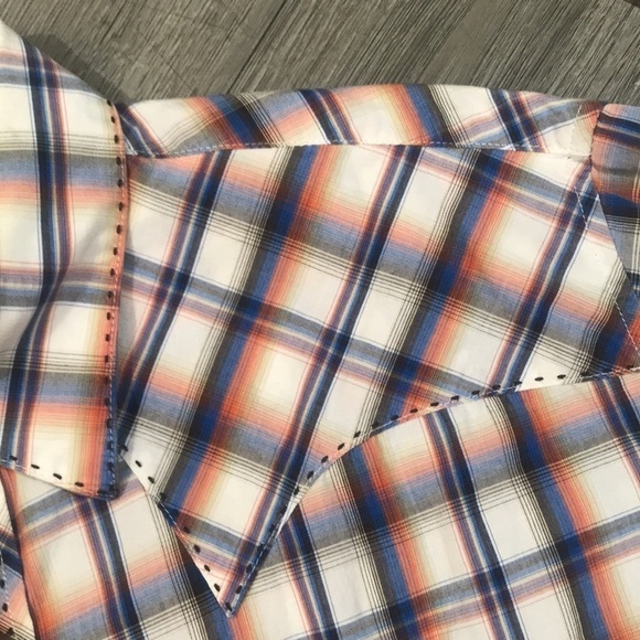 Wrangler Vintage Pearl Snap Plaid Flap Chest Pocket Ling Sleeve Shirt - Picture 10 of 10